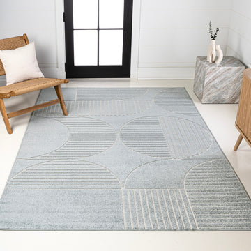 Nordby Geometric Arch Scandi Striped Area Rug